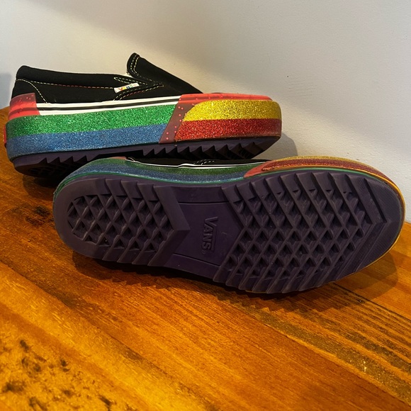 Slip on Vans glitter sparkly multicolor platform preowned - Picture 3 of 7